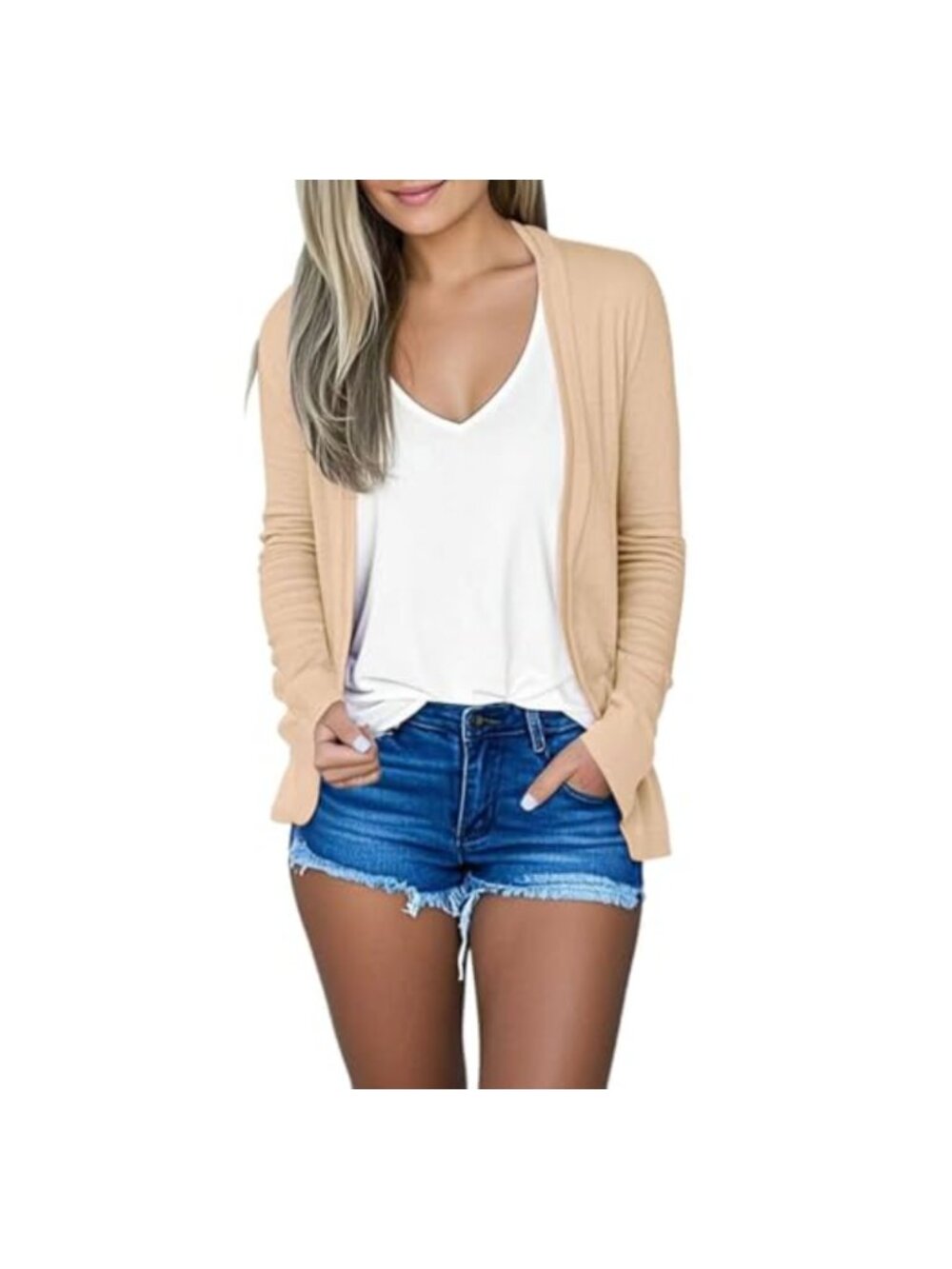Women's Lightweight Open Front Cardigan Long Sleeve Casual V-Neck Shrug